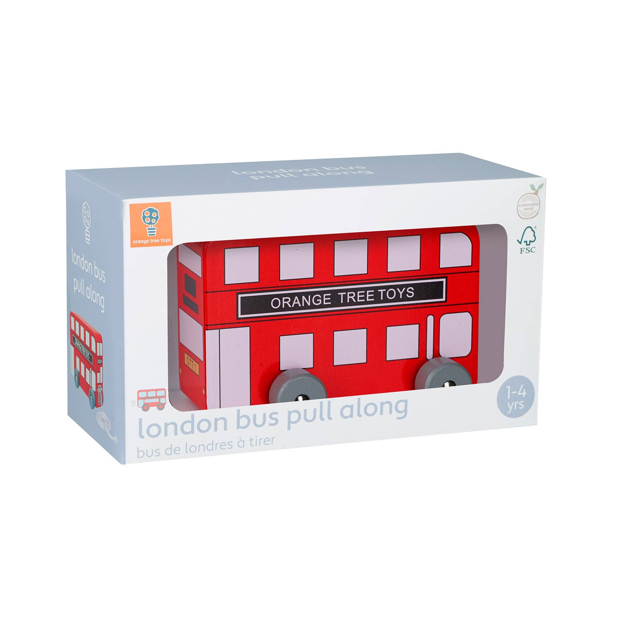 LondonTreeHouses™ – Wooden London Bus Pull Along Toy